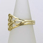 The Liadain Knot Ring with intricate swirling knotwork. Yellow gold side view.