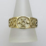 The Ingwaz Rune Ring has the rune, beads and S-curves carved into a solid band. Shown in yellow gold.