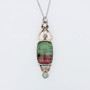 Sterling and Rose gold pendant with a 38.32ct Parti-Color Tourmaline and 6mm light green tourmaline.