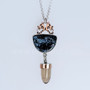 Rose Gold & Sterling Pendant with Pietersite & Smoky Rutilated Quartz