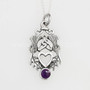 The Lannier Gem Pendant features thistles, leaves, a trinity knot, a heart and a 6mm gem. Pictured with Amethyst.