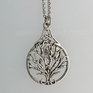 Bard Owl Tree Pendant, sterling 