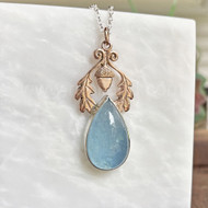 Rose Gold & Sterling Pendant with 45.24ct Aquamarine