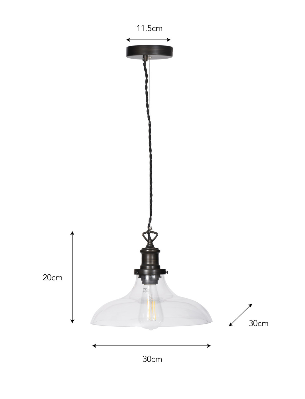 Large Glass Pendant Light in Antique 
