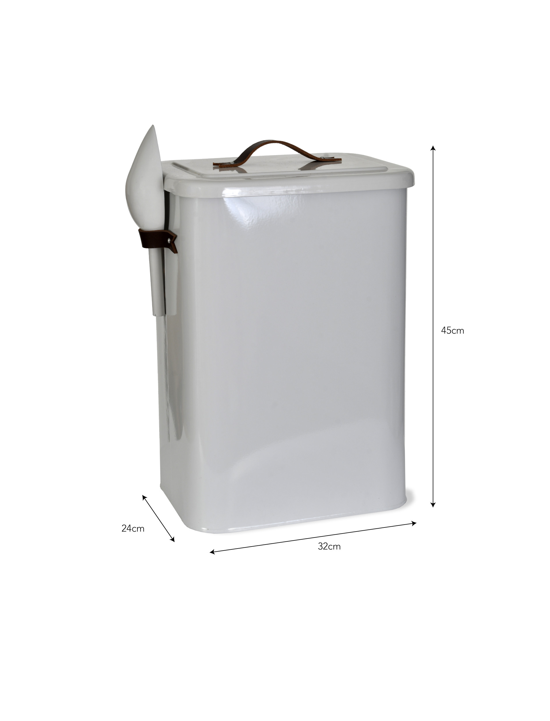 Stowell Pet Bin with Leather Handle Large Chalk
