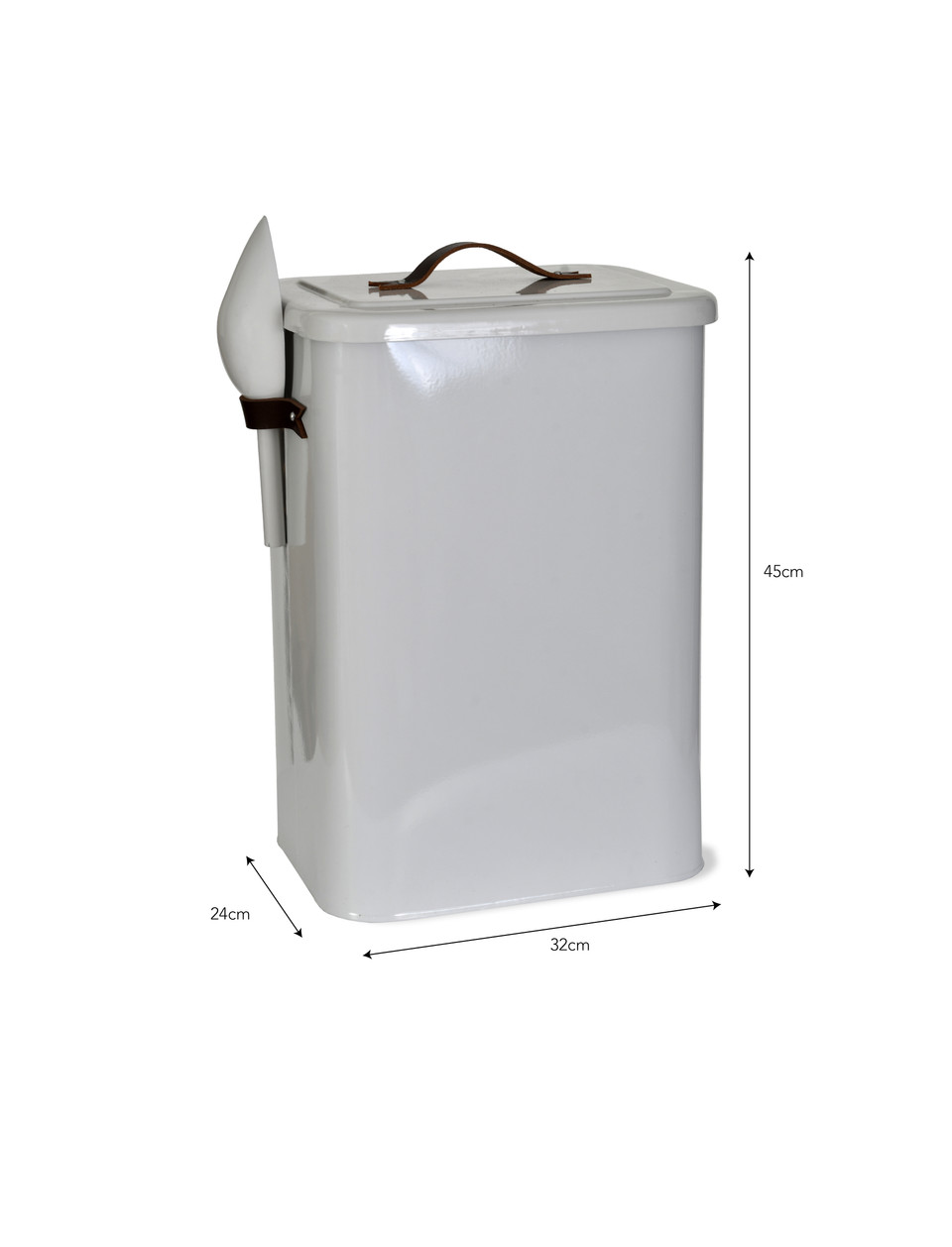 Stowell Pet Bin with Leather Handle Large Chalk