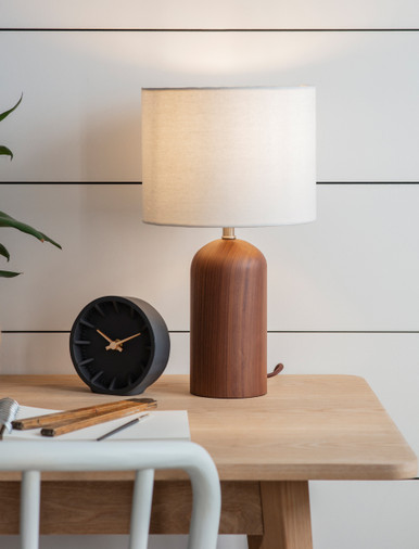 Kingsbury Table Lamp with Shade in White - Walnut