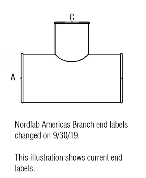 Branch Tee 304SS 20ga 20 QF 8 QF L= 16.00 Branch Tee 304SS 20ga 20 QF 8 QF L= 16.00