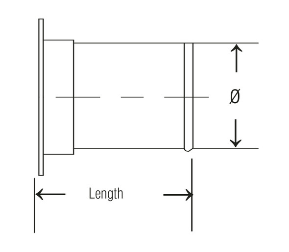 Adapter Angle Flange 304SS 22ga 6 QF L= 3.50