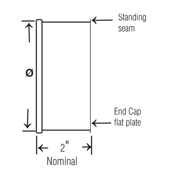 End Cap 304SS 22ga 12QF L=2.00