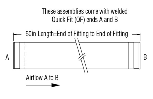 Hose Ultra Flex Steel Galv 22ga 8 AFL 8 AFL Flow A to B L=60.00