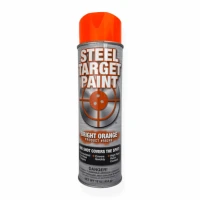 Repainting AR550 steel target with orange Steel Target Paint to restore visibility and monitor surface wear from repeated bullet impacts during training sessions