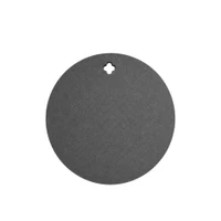 Installed 10 inch AR500 round steel target hanging from static hanger system demonstrating stable setup for centerfire handgun and rifle training practice session