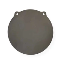 1/2 inch AR500 round gong target mounted on steel hanger system for long-range rifle training at outdoor shooting range with visible impact feedback surface