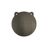 Close-up of chain attachment point securing AR500 gong target demonstrating durable mounting hardware setup for repeated firearm impact use