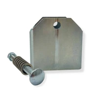 Close-up of AR550 12x20 steel target plate and compression spring hanger assembly showing CNC laser-cut edges and durable mounting hardware components