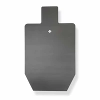 Close-up of 1/2 inch AR500 silhouette target and mounting hardware showing carriage bolt, nut, and precision laser-cut steel edge for secure assembly