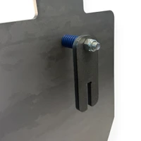 View of slide-lock hanger mechanism installed on steel upright stand, allowing quick target swaps without tools during shooting practice sessions