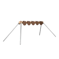 Portable Hardox speed rack steel target system with five 8 inch round plates mounted on 2x4 crossmember for pistol and rifle training drills at outdoor range
