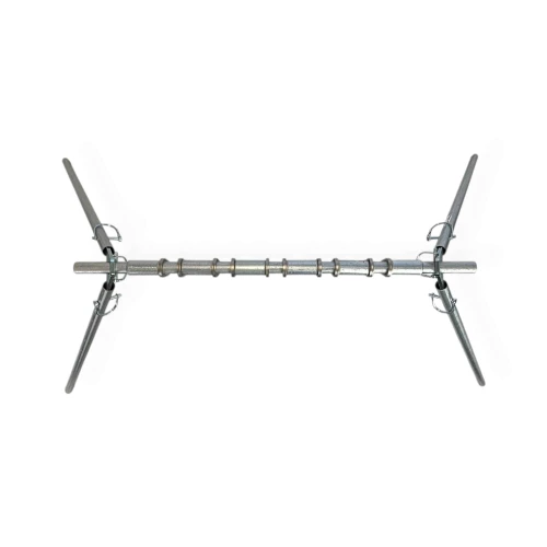 Five target KYL progression rack installed with decreasing steel plate sizes from 1.5 inch down to quarter-inch challenge target.