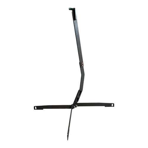 Installed range setup with steel target plate mounted on upright stand, die spring absorbing impact energy during rapid rifle fire practice session.