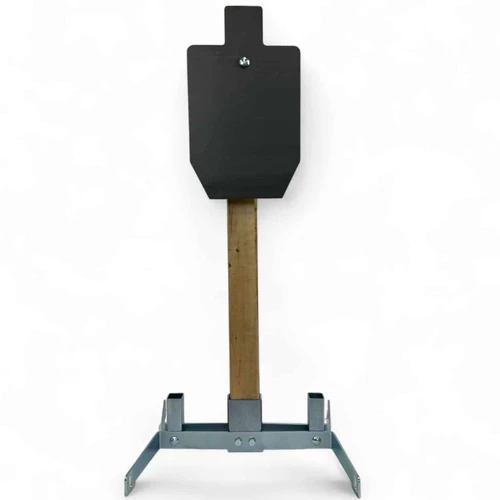 Close-up of precision-cut steel Combo Stand base showing bolt connections and corrosion-resistant zinc finish for long-term range durability and stability