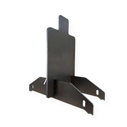 Detailed view of AR400 base legs with vertical and angled slot options, showing interchangeable positioning for different shooting distances and training configurations.
