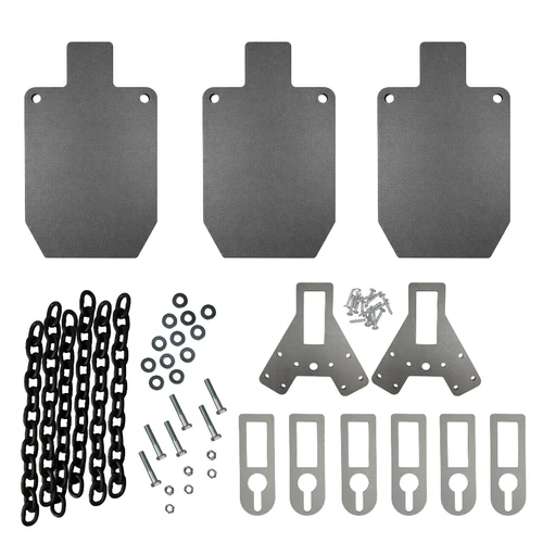 ShootSteel 1/2 inch AR500 9x15 silhouette gong three of a kind package contents