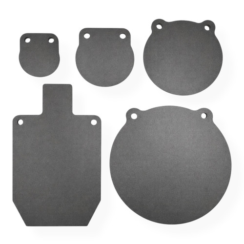 1/2 inch AR500 target bundle with various size targets.