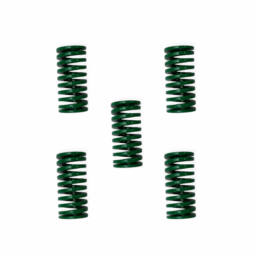 Static target hanger spring upgrade kit displayed on workbench, showing replacement coil springs for steel target systems and range durability improvements.