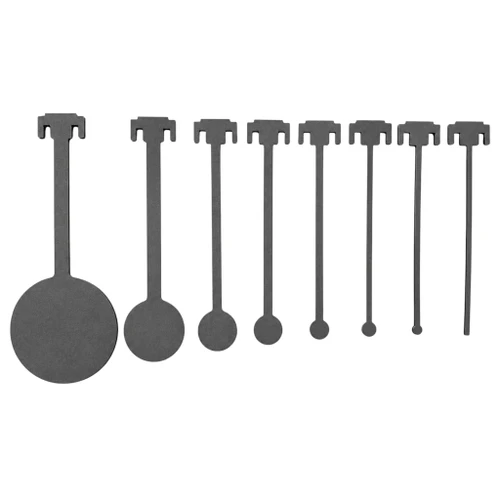 DIY KYL rimfire steel target set displayed with AR400 plates and hangers, designed for building a custom Know Your Limits shooting rack using EMT tubing outdoors.