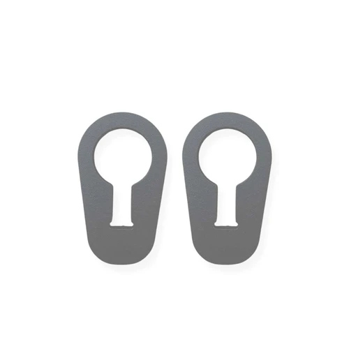 Close-up detail of 1/4-inch AR400 steel KYL target and dual mounting hangers attached to EMT tubing, highlighting durable rimfire-rated construction and hardware connection points.