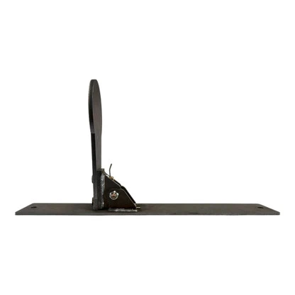 Base construction detail showing AR500 steel popper frame and staking holes used to secure target directly into ground for added stability.