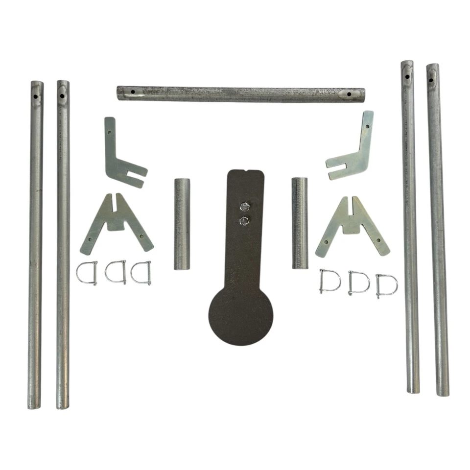 Assembly hardware and centering spacers shown in close-up layout, highlighting precision fit components that keep steel target aligned during repeated impacts