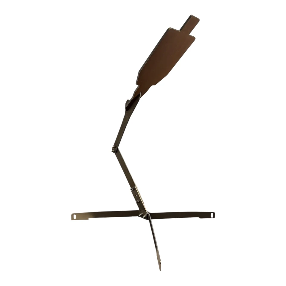 Hardox AR550 short range rifle steel target mounted at 40-degree forward angle in outdoor training range designed for 50-yard controlled rifle engagement drills.