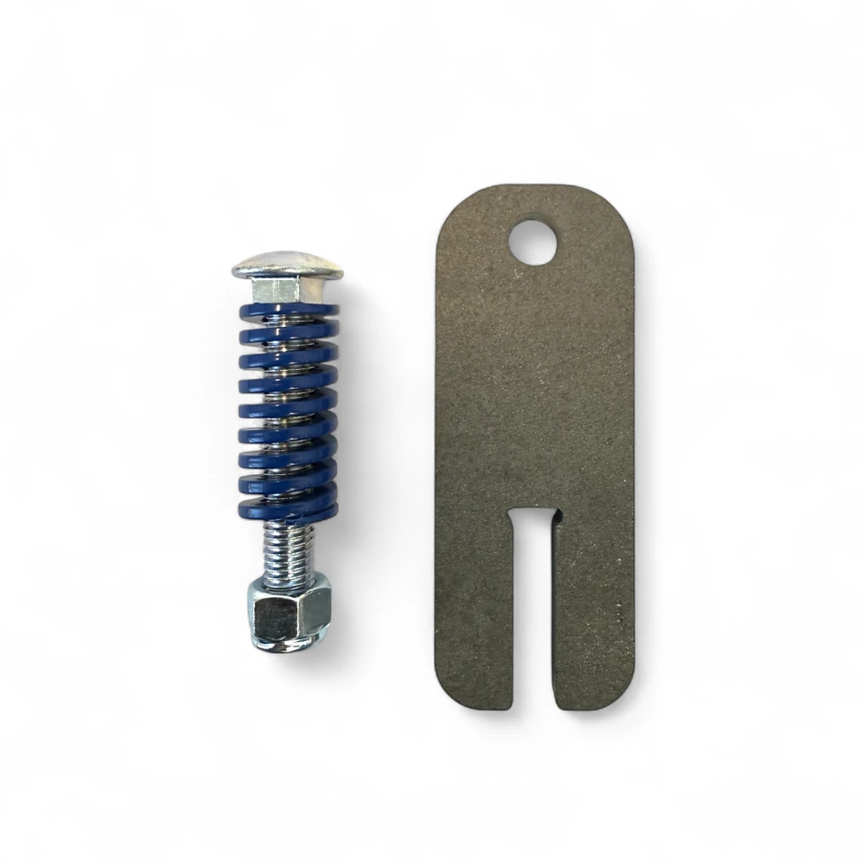 Slide-lock hanger mechanism securing steel target plate to upright stand, highlighting quick-change design for switching target configurations during practice.