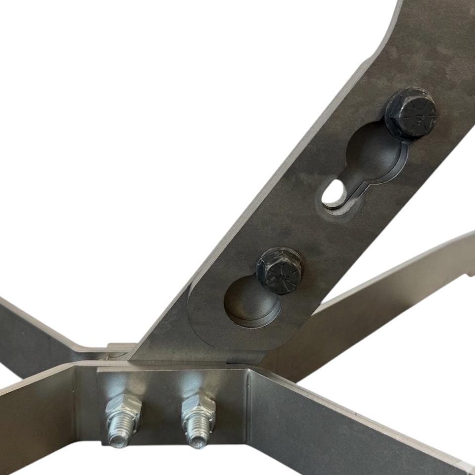 Upright locks into base without tools.