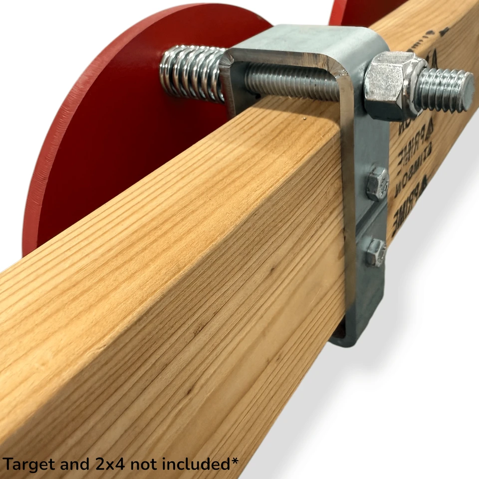 Close-up view of zinc-plated Speed Rack hanger bolted to a 2x4 crossmember, highlighting 1/2-inch hardware and corrosion-resistant steel construction for durability.