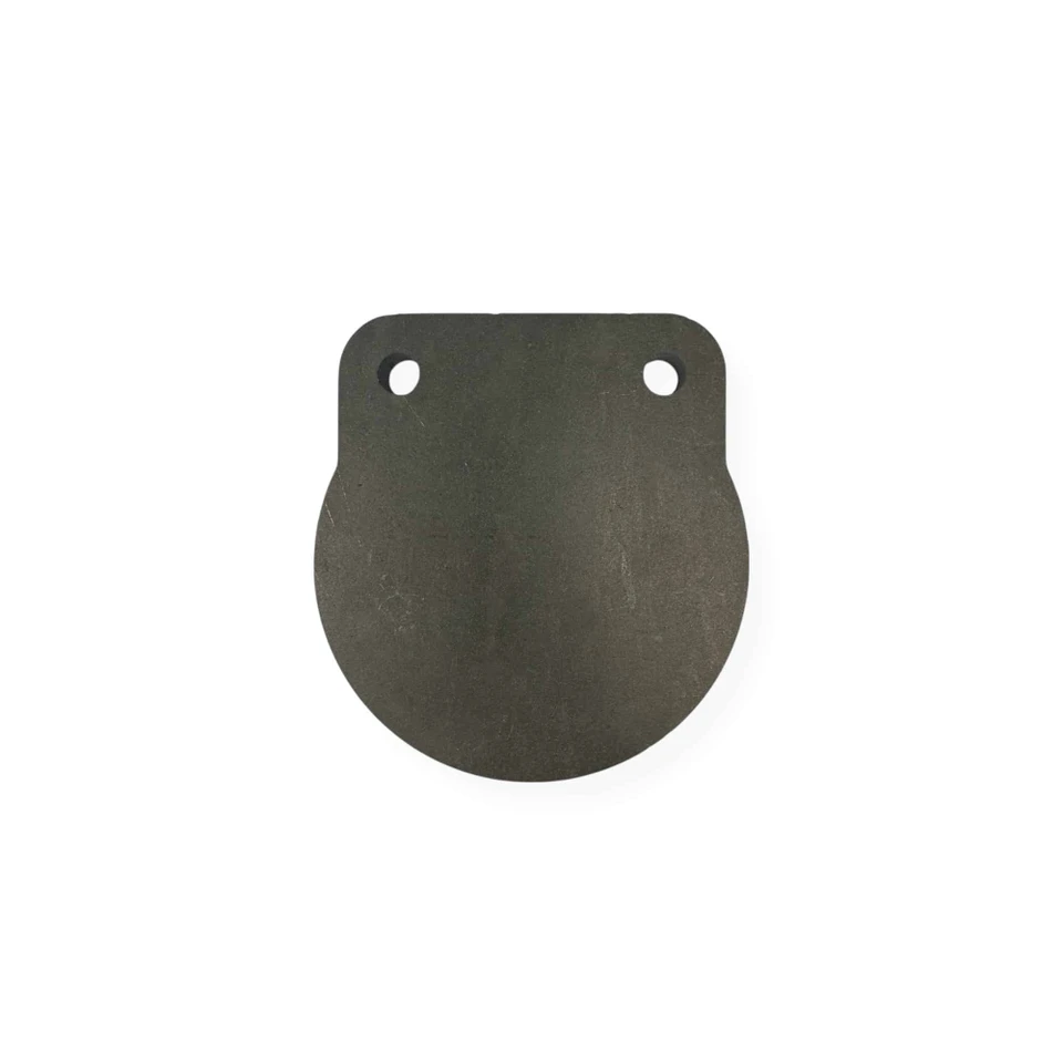 Steel gong target suspended by chain mount system showing traditional hanging configuration for reactive shooting feedback and audible hit confirmation