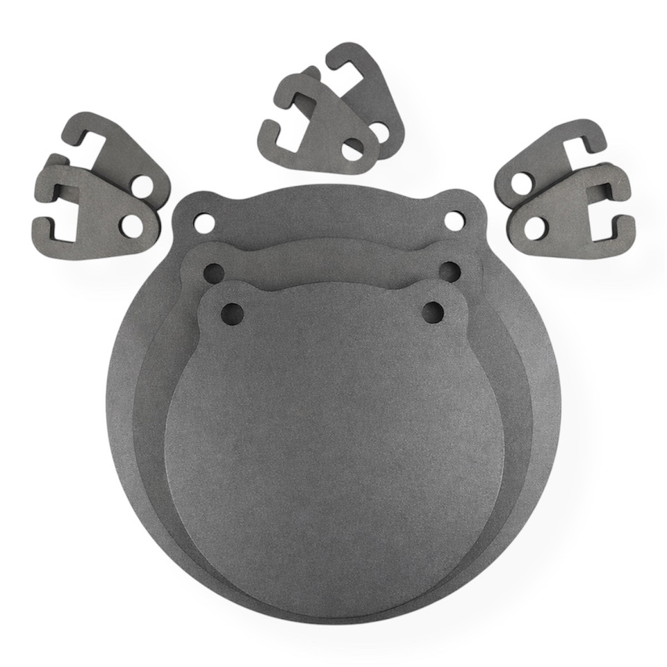 ShootSteel 1/2 inch AR500 steel gong targets in 8 inch 10 inch and 12 inch sizes