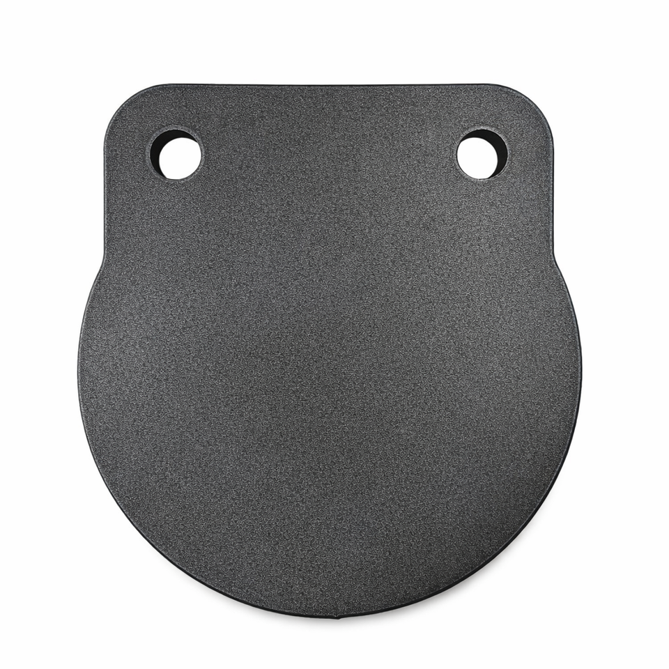 Close-up view of AR500 steel edge on 6-inch gong target showing laser-cut finish and subtle surface patina from storage before painting.