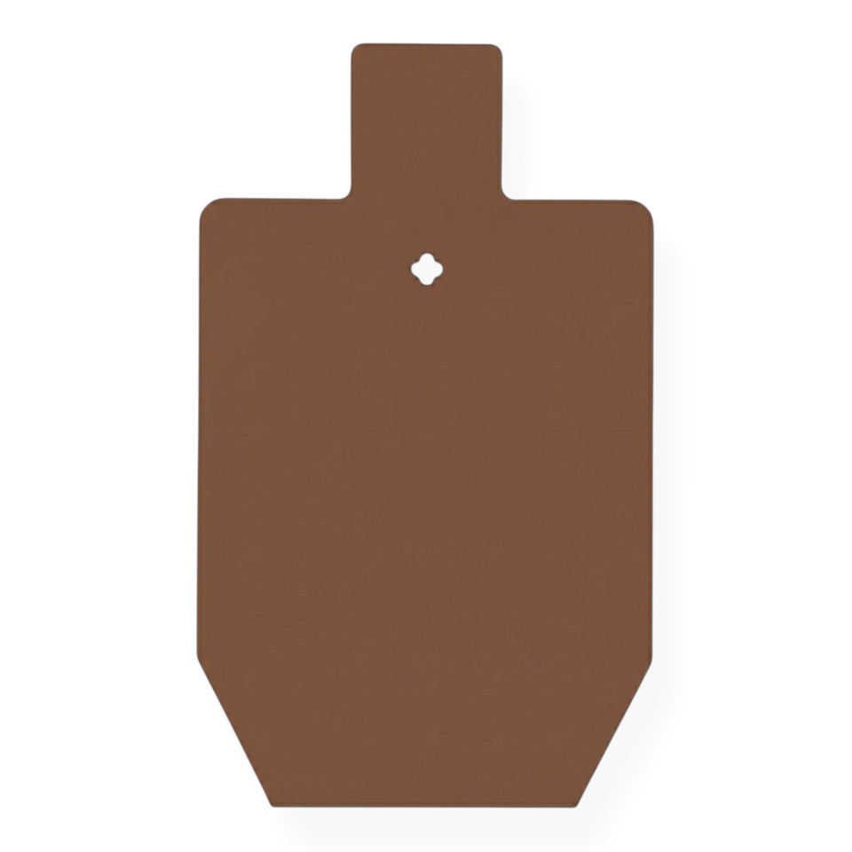 Hardox AR550 12x20 silhouette target showing flat surface after high velocity rifle impacts