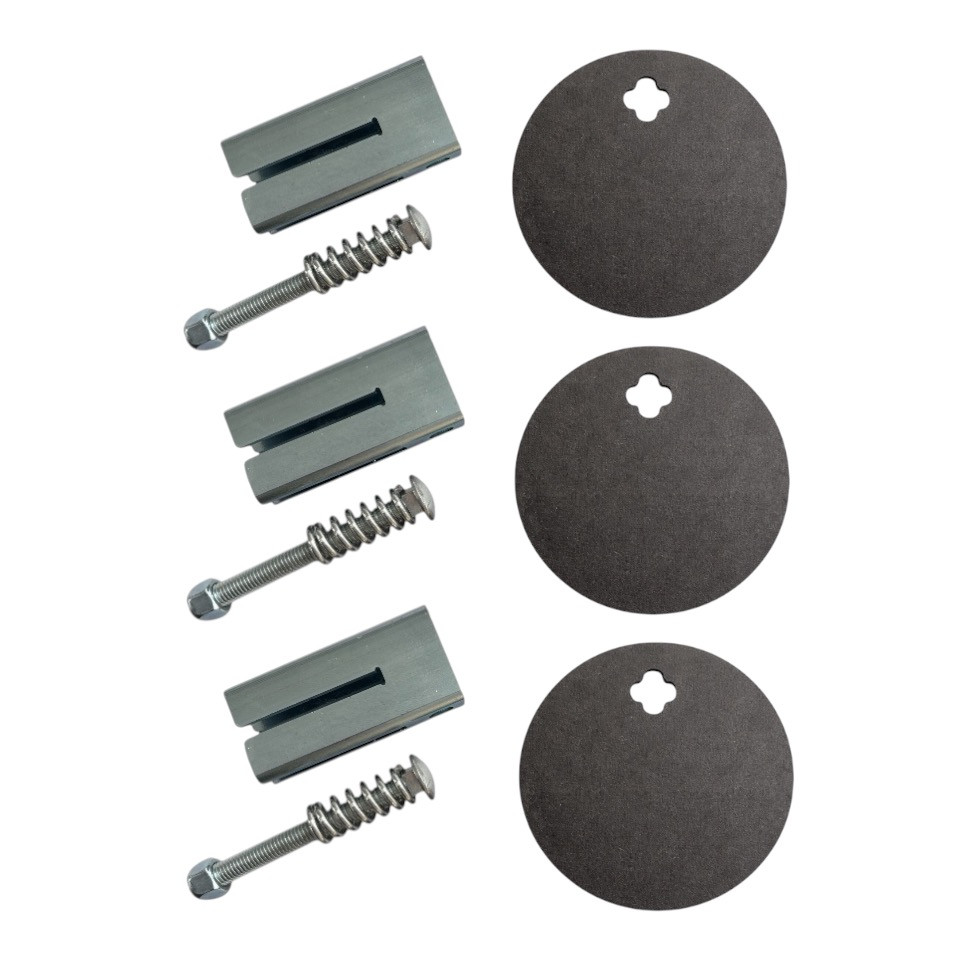 Compact AR500 steel target bundle displayed with 5-inch static plates and T-post hangers ready for handgun and rifle range training setup