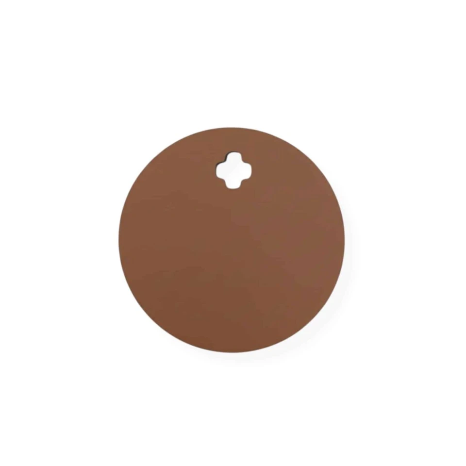 1/2 inch AR550 steel round target displayed in studio-style product view showing 5-inch and 8-inch diameter options with clean CNC laser-cut edges.