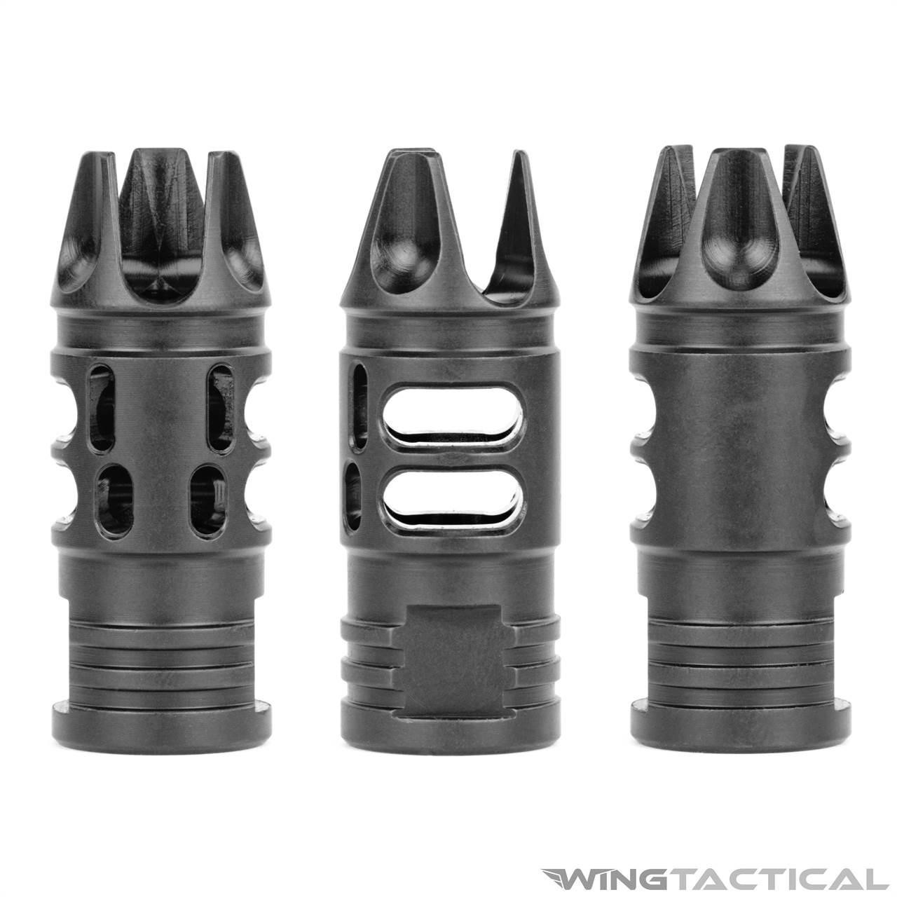 Mission First Tactical (MFT) Mission First Tactical Slim 3-Prong Ported 5.56 Muzzle Brake  Mission First Tactical (MFT) Mission First Tactical Slim 3-Prong Ported 5.56 Muzzle Brake
