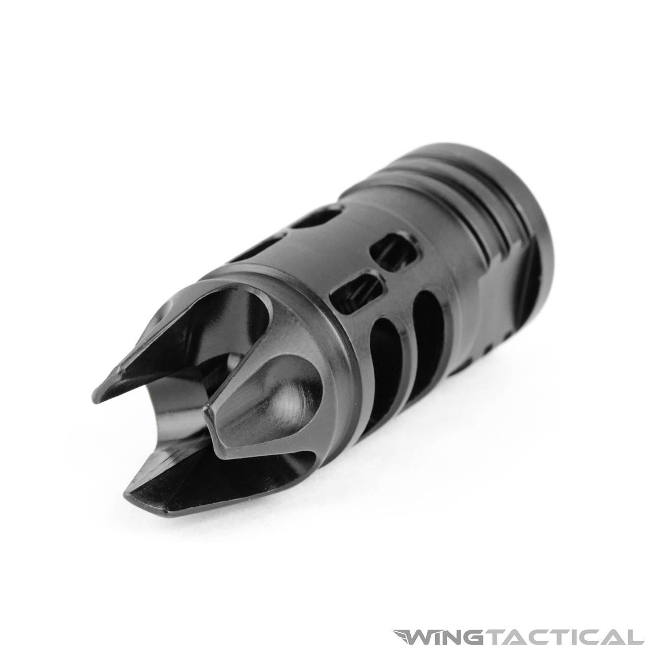 Mission First Tactical (MFT) Mission First Tactical Slim 3-Prong Ported 5.56 Muzzle Brake  Mission First Tactical (MFT) Mission First Tactical Slim 3-Prong Ported 5.56 Muzzle Brake