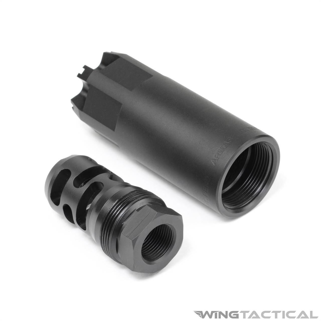 Armaspec 5.56 Catacomb Muzzle Brake with Mini-Reactor Blast Shield