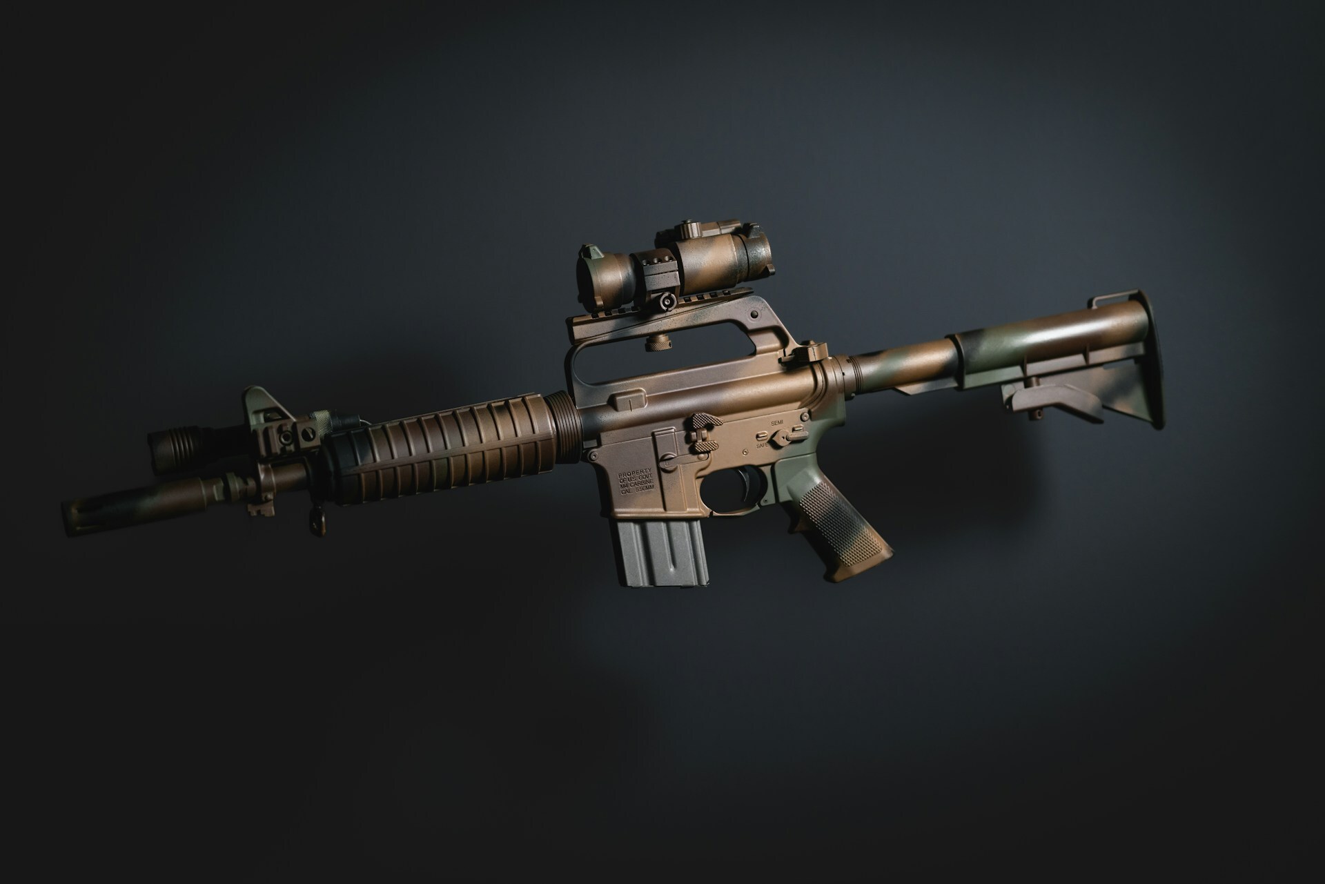 AR-15 against a black background