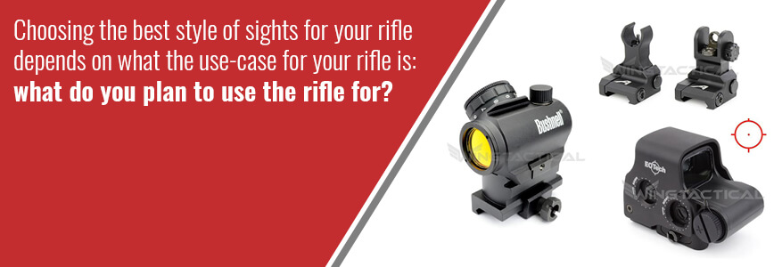 A banner about choosing rifle sights based on needs