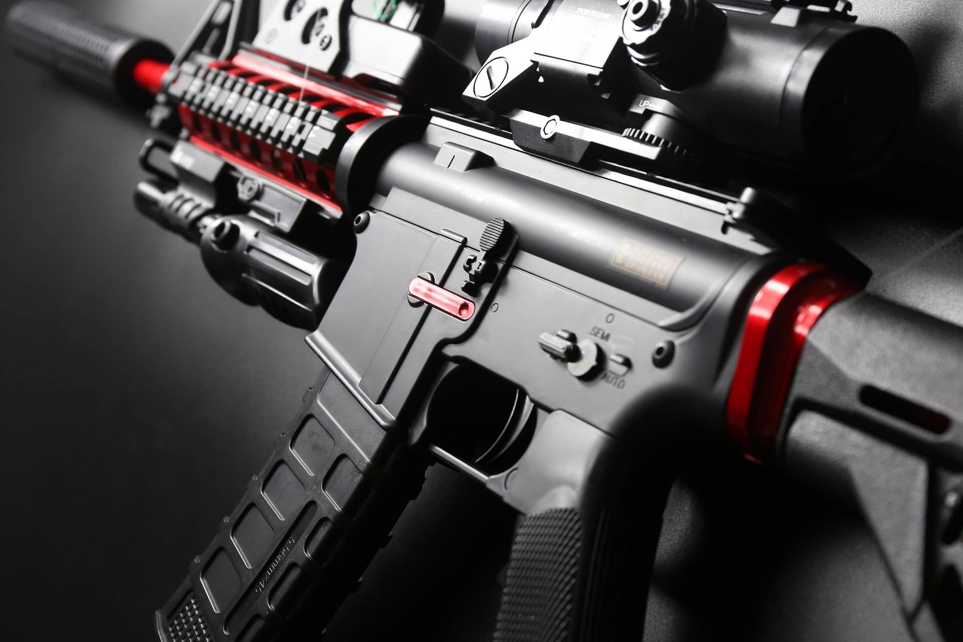 black gun with red upgrades